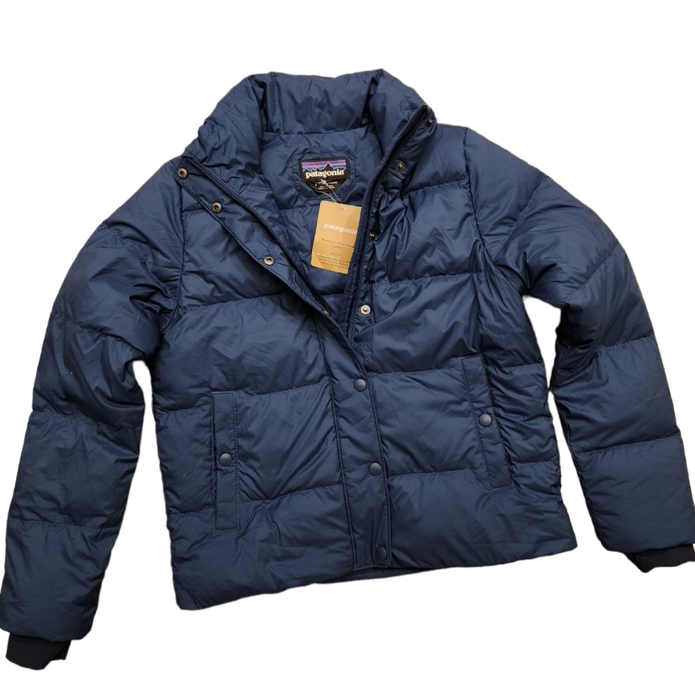Patagonia womens silent down jacket stone blue size small